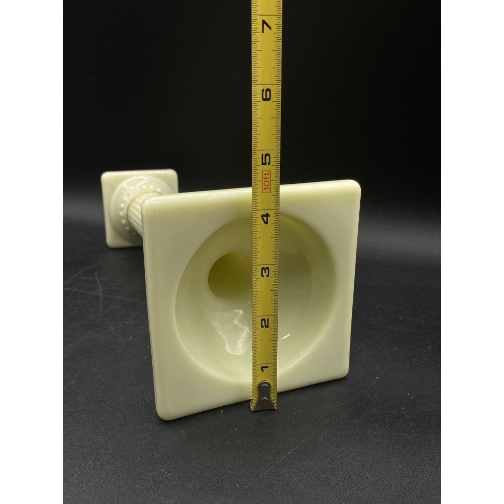 Cambridge Glass 9.5" Doric Column Candlestick Ivory Uranium Glows No. 65 Single - Picture 8 of 16